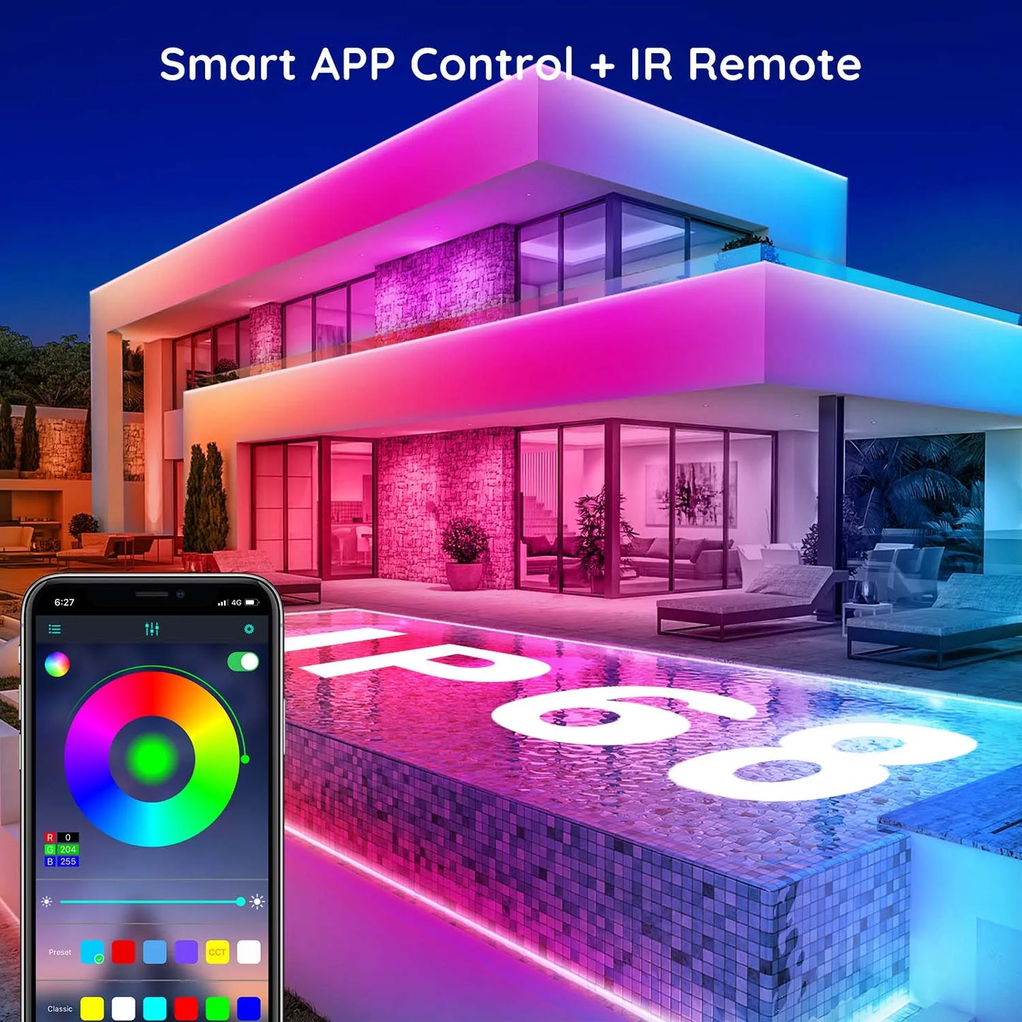 AILBTON Outdoor IP65 RGB LED Strip Lights With App Control
