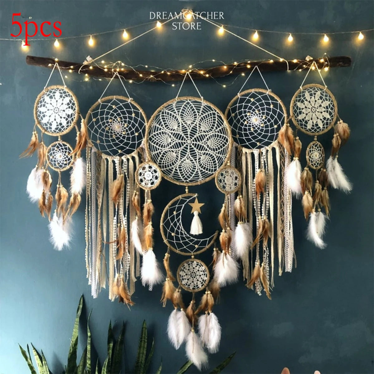Moon Dream Chaser Bohemian Dream Catcher Wall Decor Set