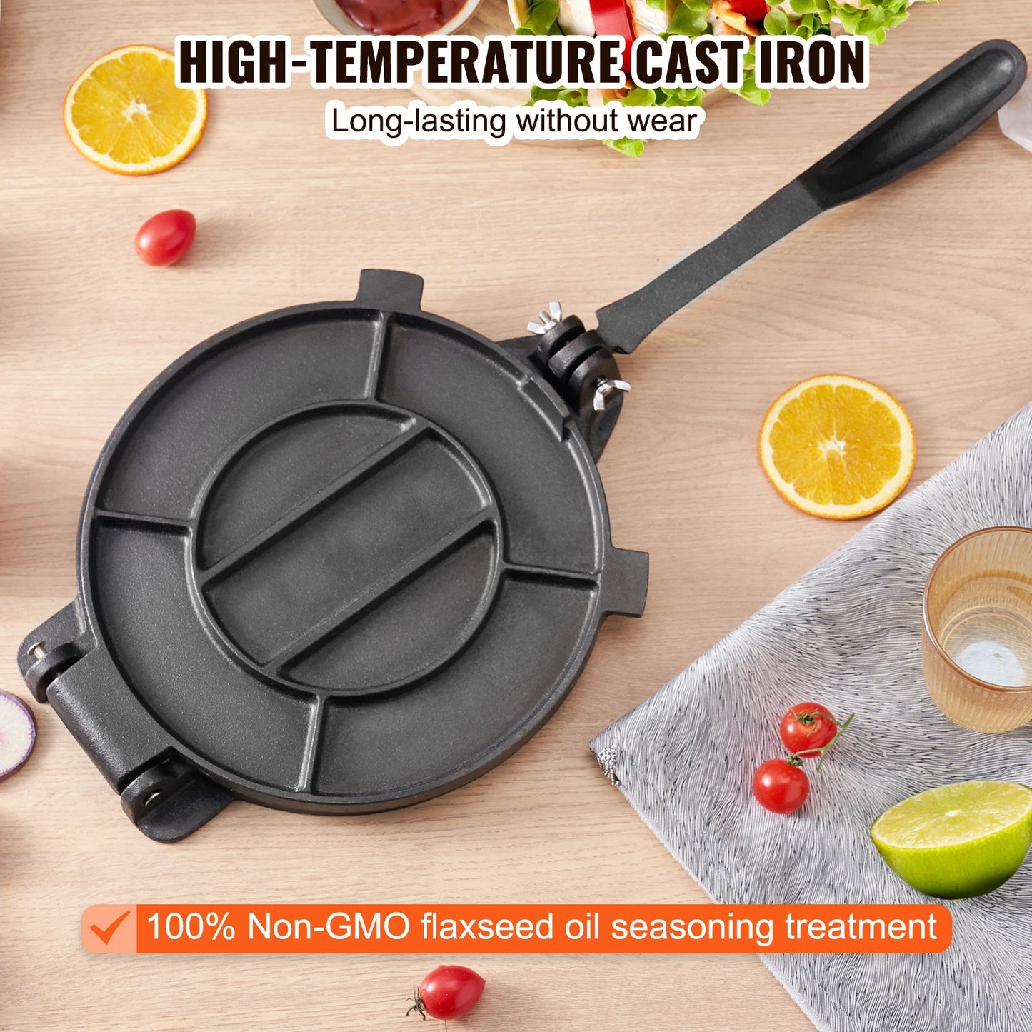 VEVOR Cast Iron Tortilla Press, Heavy Duty Dough Maker For Flour Tortillas