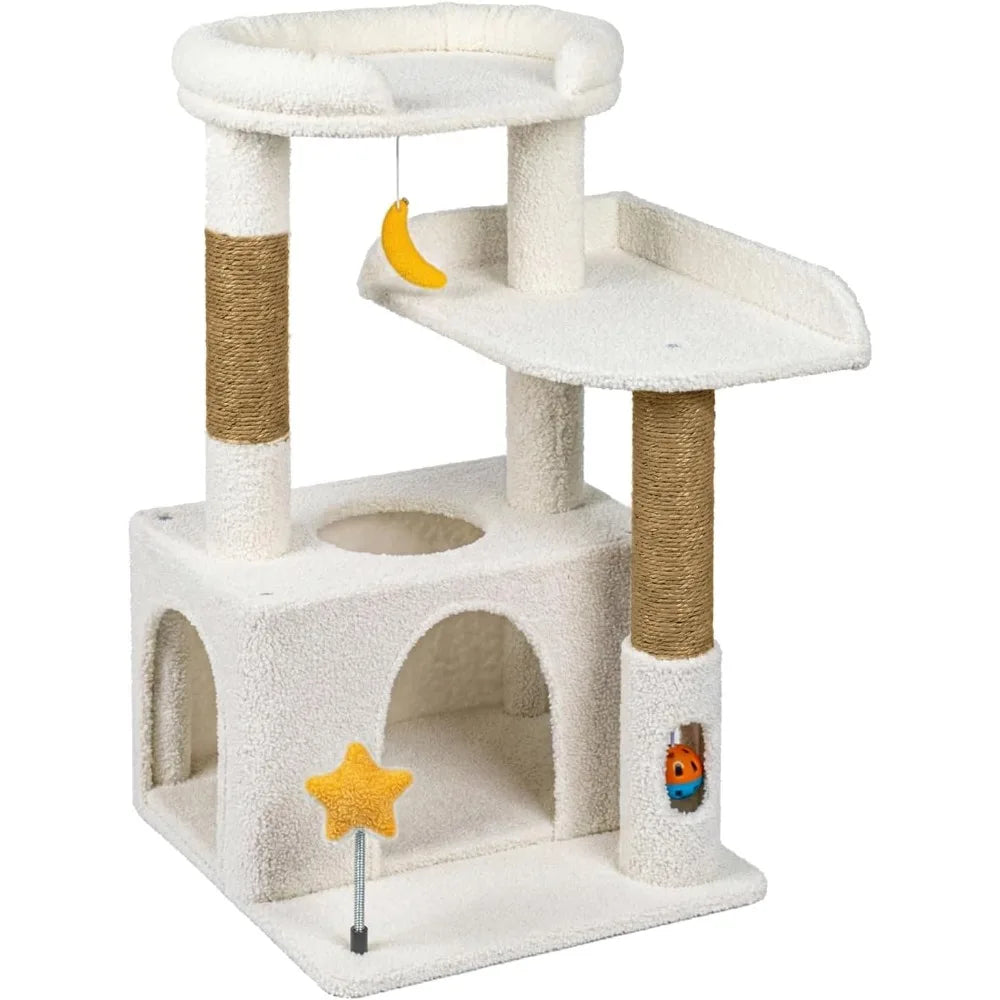 NBVCX Double-Tier Cat Tree With Condo, Hammock, Sisal Posts