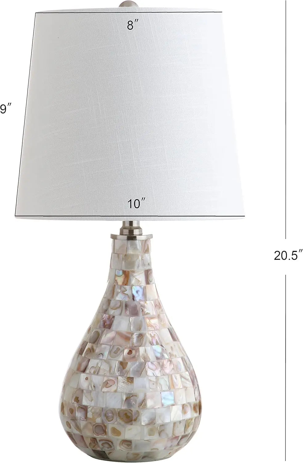 Seashell Coastal Mini LED Table Lamp With Linen Drum Shade