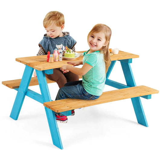 XIUWO Kids Picnic Table Set With Benches For Outdoor Use