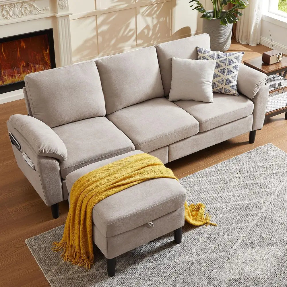 Convertible Sectional Sofa L Shaped 3 Seat Couch Storage Chaise