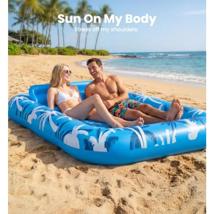 Inflatable Tanning Pool Lounger Float With Sprinkler