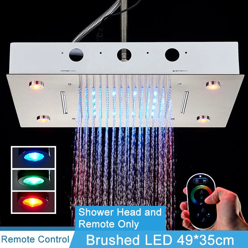 Shinesia Thermostatic Concealed LED Rainfall Shower System With Remote Control