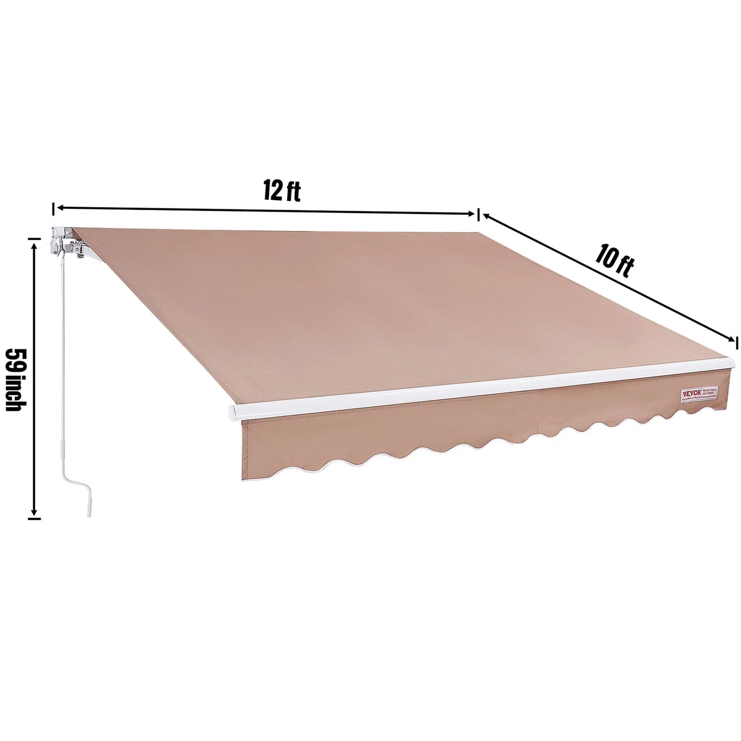 SucceBuy Manual Retractable Awning Sun Shade Water Resistant Polyester for Patio