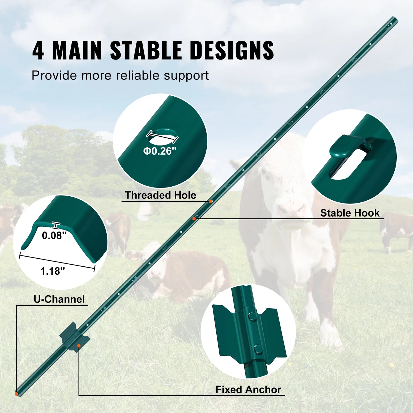 SucceBuy Heavy Duty T Post Fence Stakes Steel Garden Fence