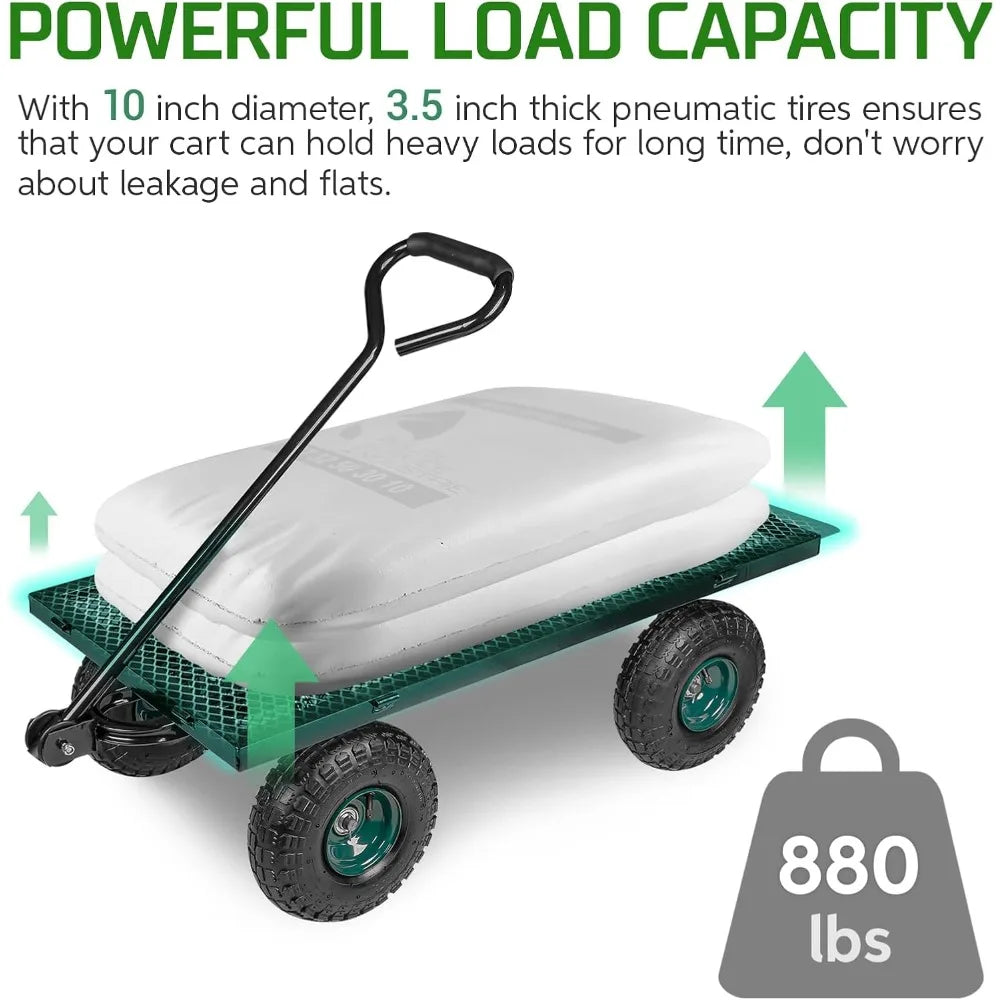 Heavy Duty Steel Garden Cart With Removable Sides And Rotating Handle