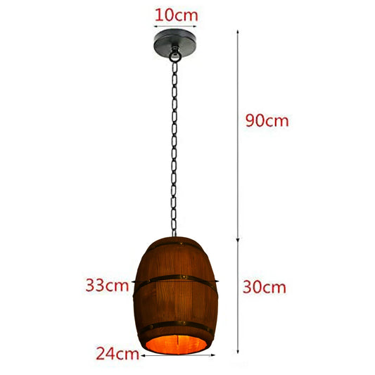 Retro Wood Wine Barrel Pendant Light Industrial Ceiling Lamp