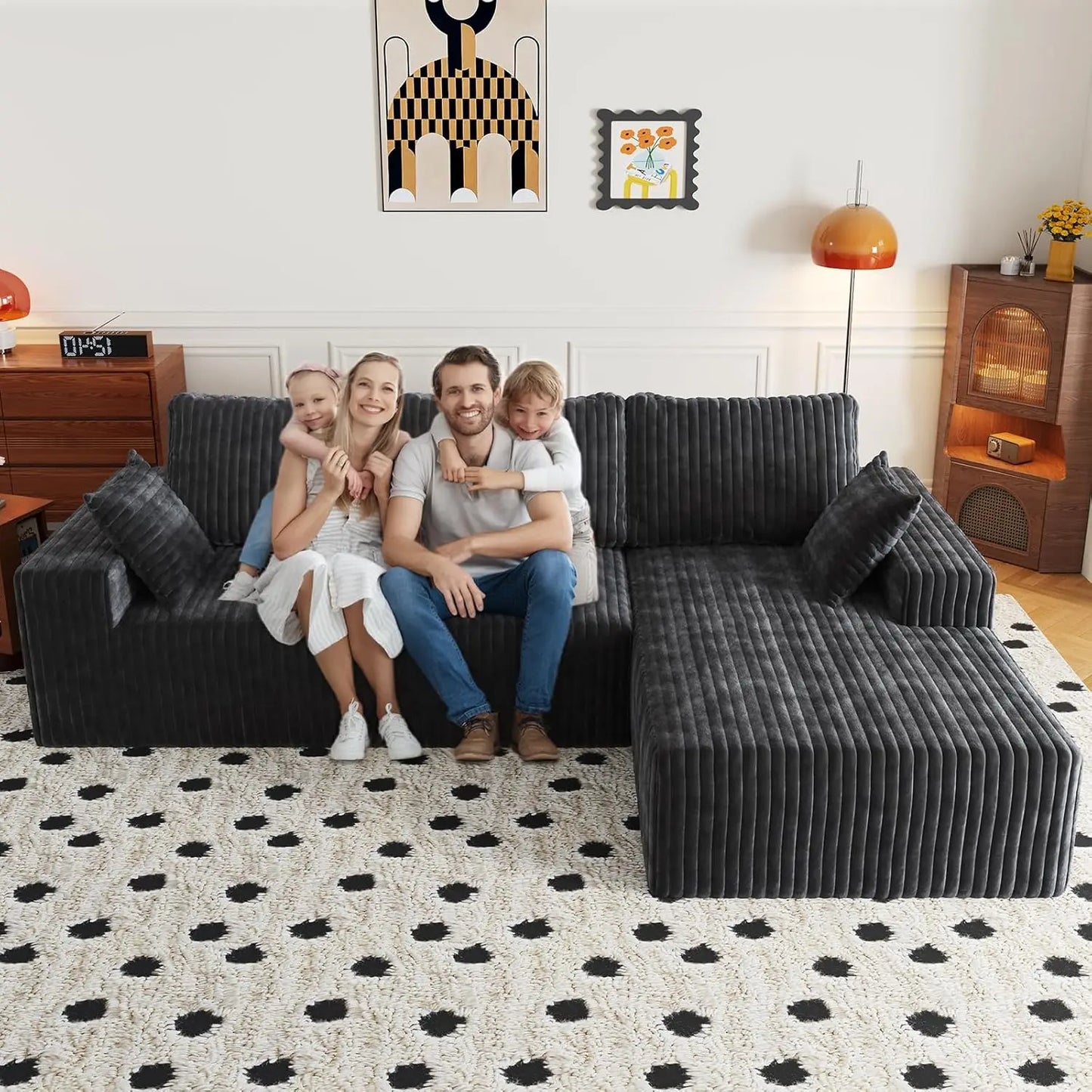 Modular Sectional Sofa Chaise With Removable Washable Covers Pillow Backrest
