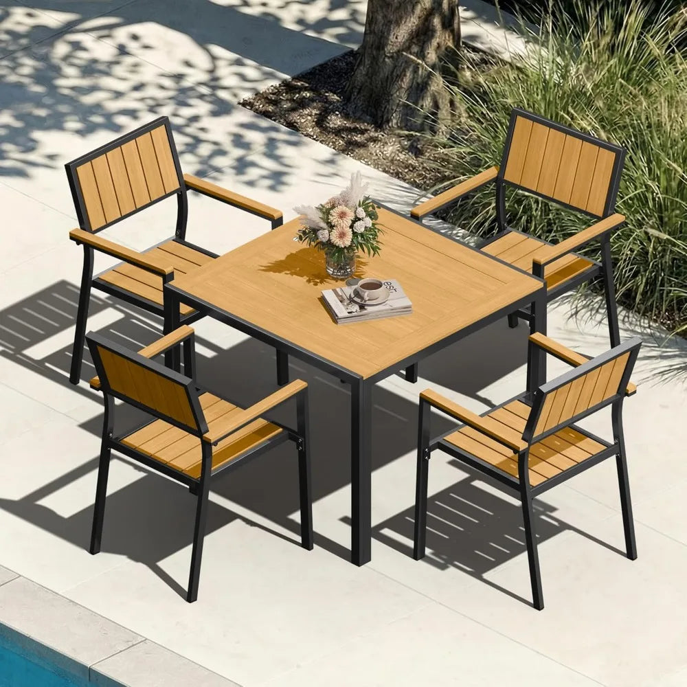 NBVCX Aluminum Outdoor Dining Set With Stackable Chairs