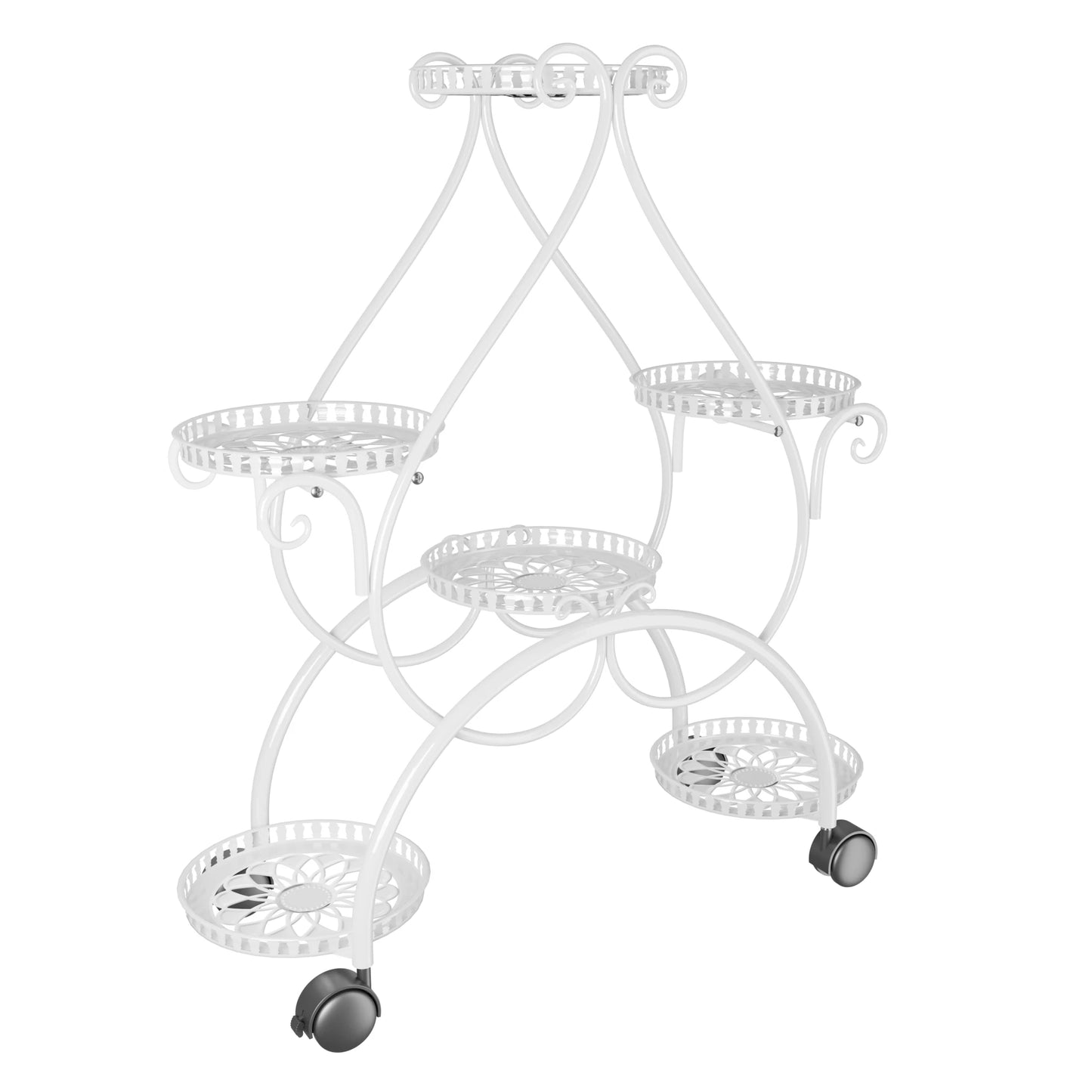 Wisfor 6 Tier Metal Flower Pot Display Stand With Wheels
