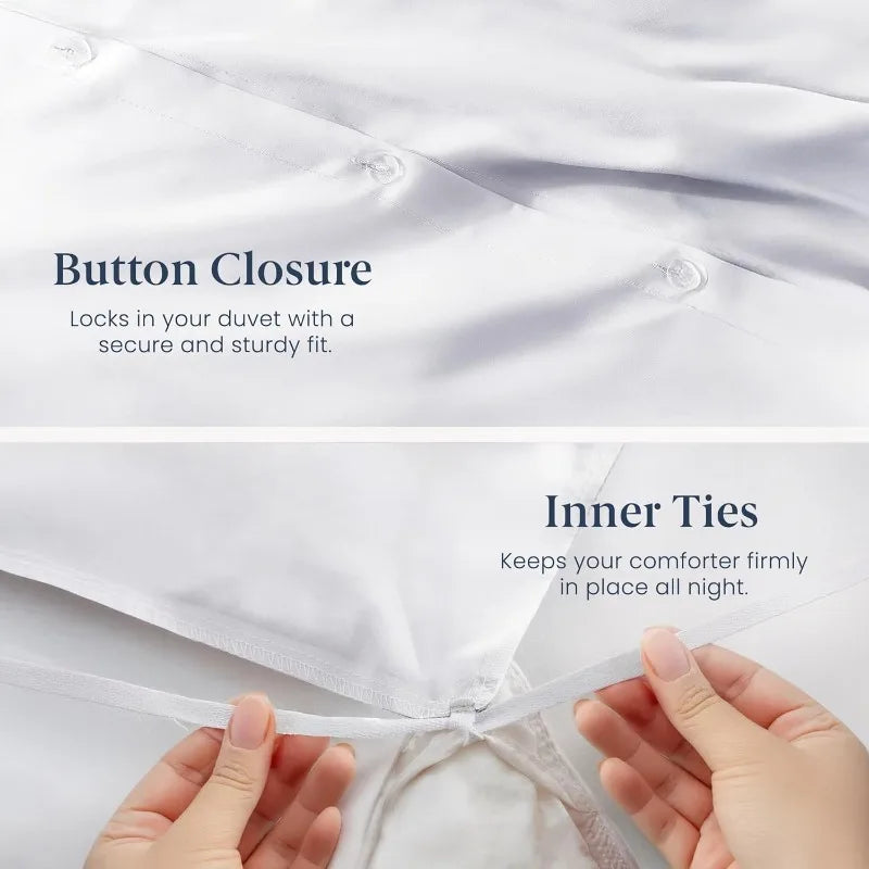Duvet Cover Queen Size (3 Pieces), 100% Cotton Percale, Full/Queen, Soft, Breathable & Lightweight, Including Duvet C