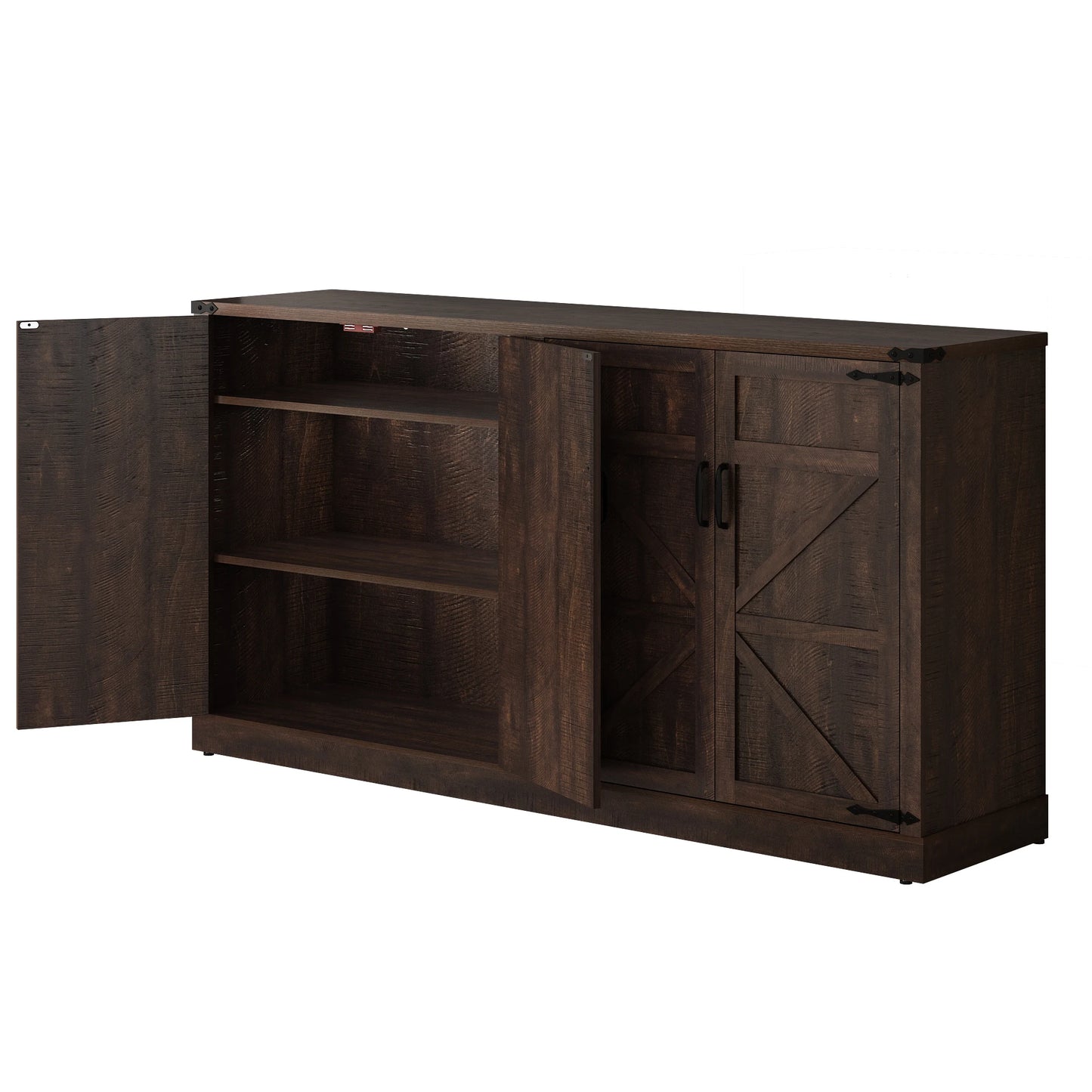 QiaoShiRen Farmhouse Buffet Cabinet With Drawers And Doors