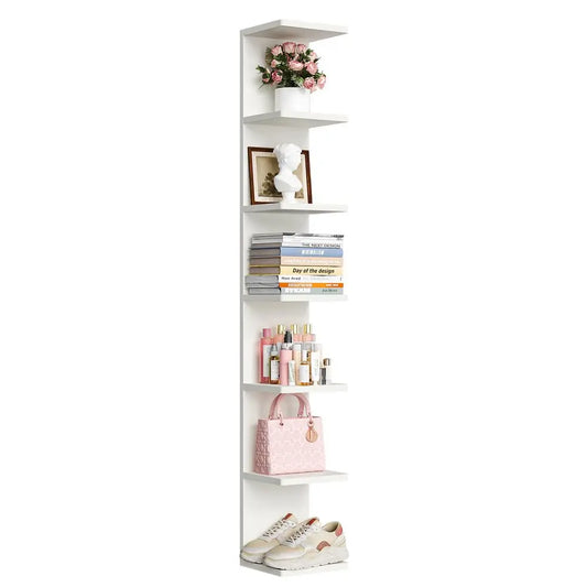 7Tier Floating Wall Shelf White Wall Mounted Display and Storage