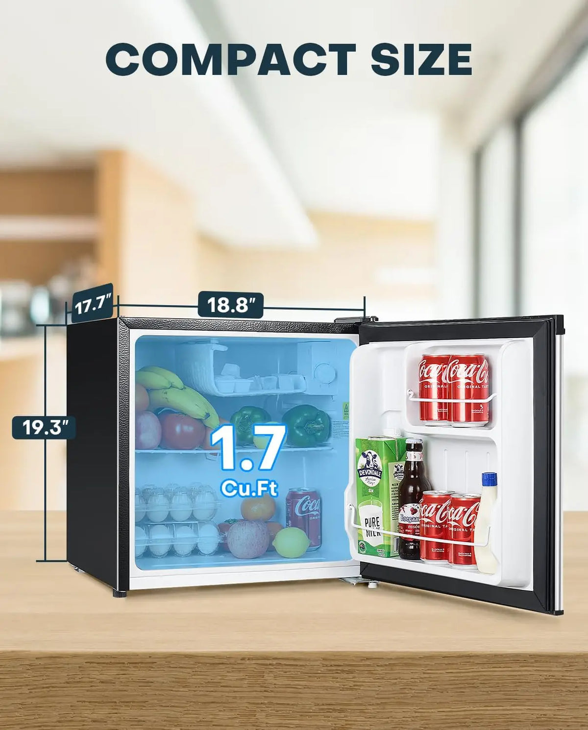 XMSJ Mini Fridge With Freezer And Adjustable Thermostat For Dorm