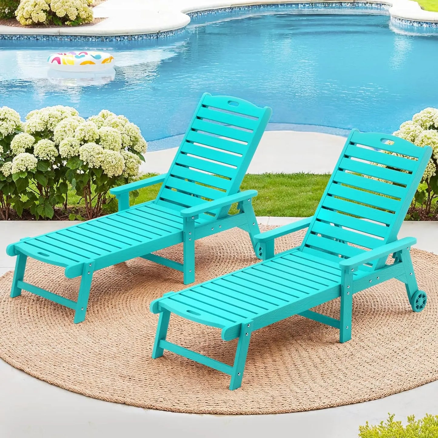 HDPS Outdoor Chaise Lounges Set Of 2 With 5 Position Adjustable