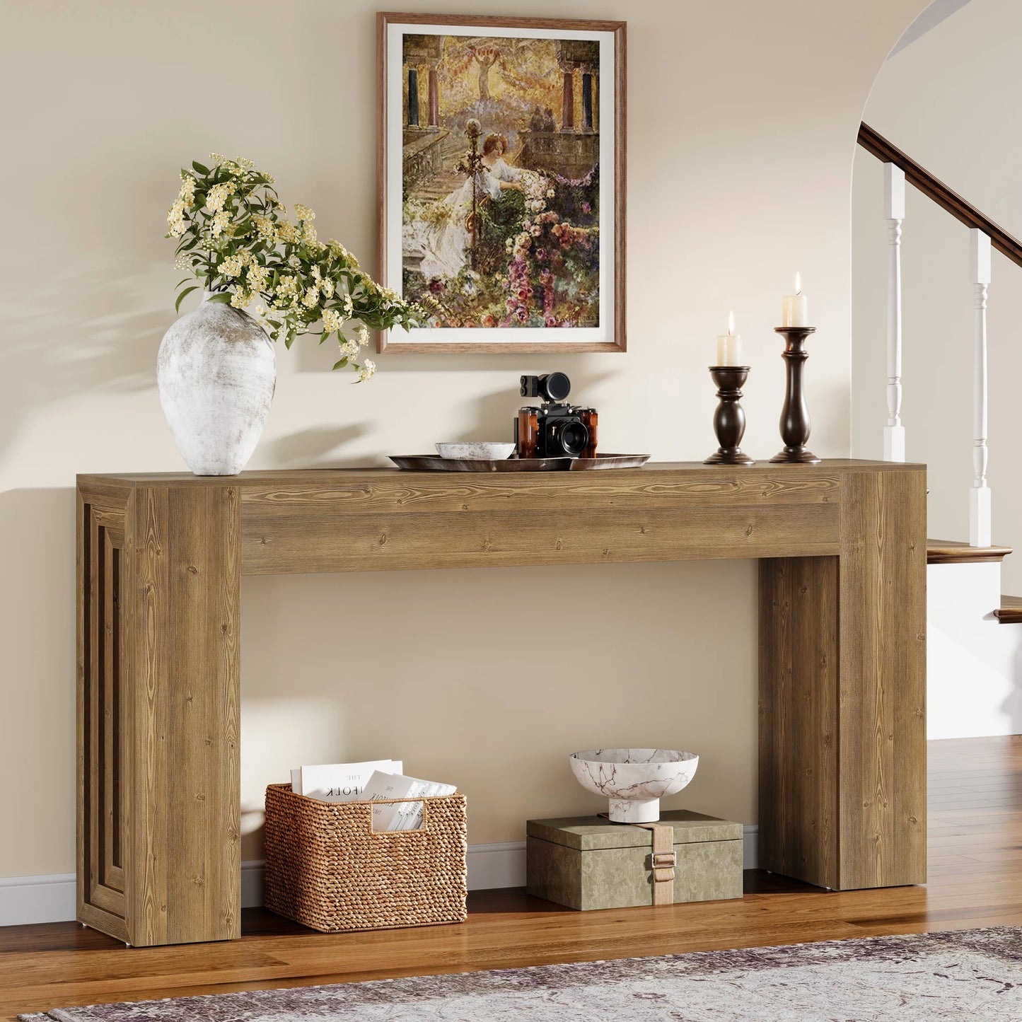 Tribesigns 63-Inch Long Console Table, Farmhouse Narrow Sofa Table Behind The Couch for Living Room, Entryway, Hallway, Foyer, N