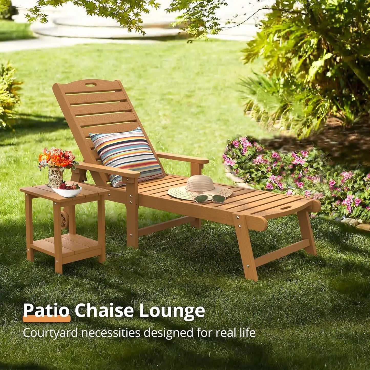HDPS Outdoor Chaise Lounges Set Of 2 With 5 Position Adjustable