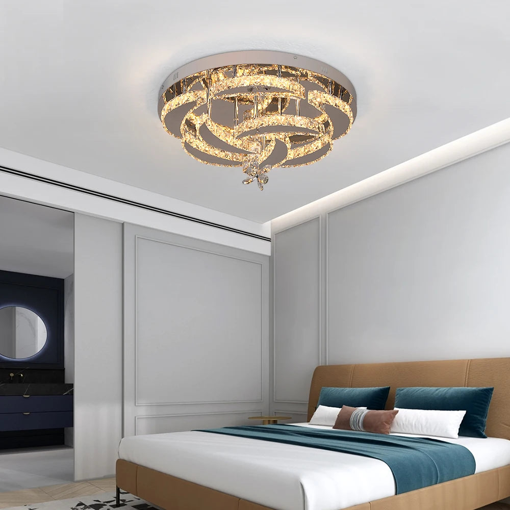 GreeLustr Crystal LED Ceiling Chandelier Pendant Light For Living Room