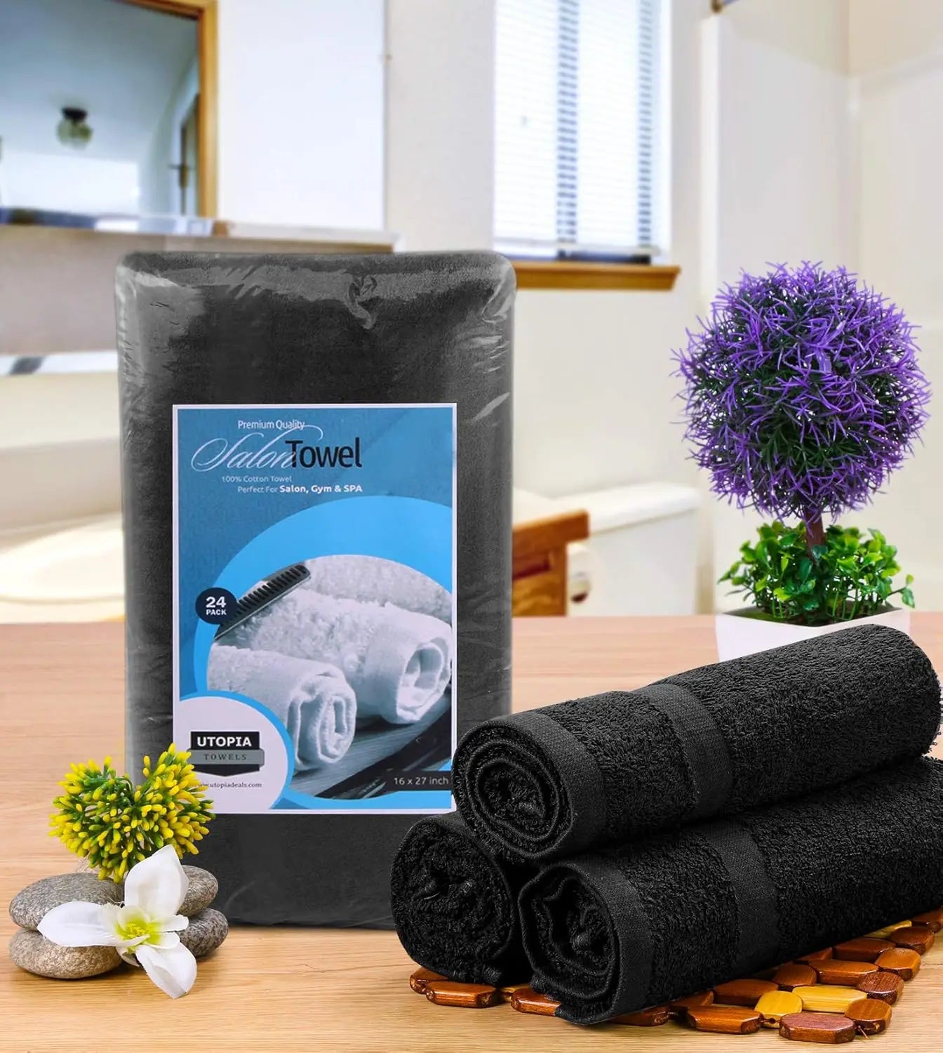 Salon Towels 24-Pack Highly Absorbent Cotton for Spa and Gym