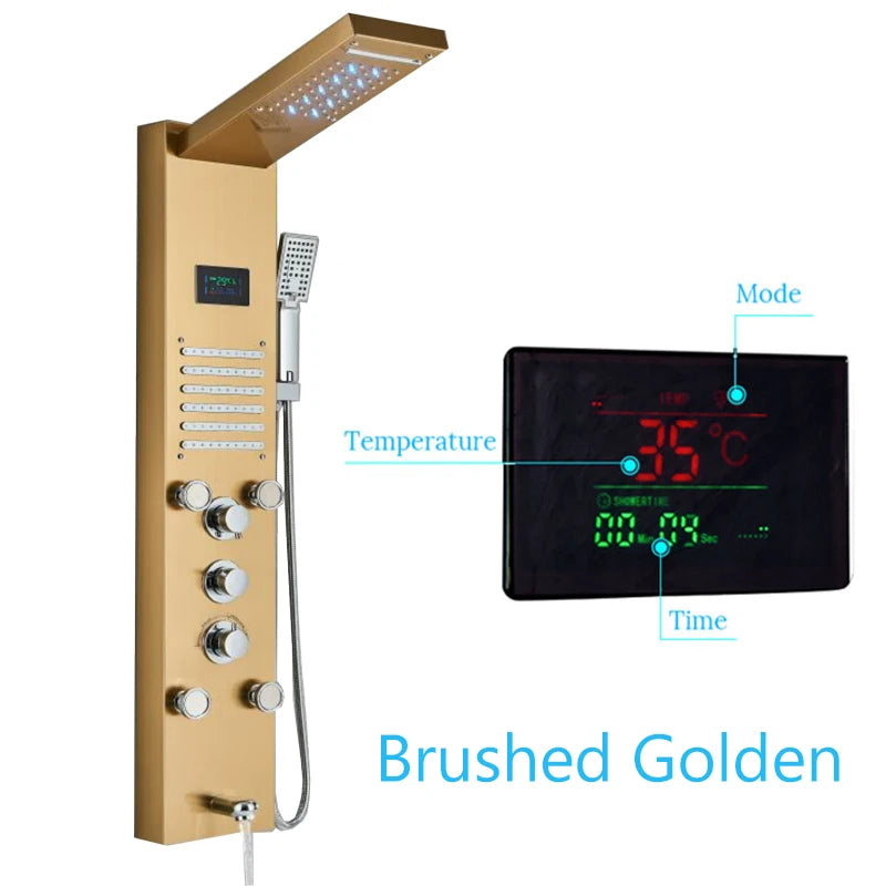 Shinesia LED Shower Panel With Rainfall And Massage Jets