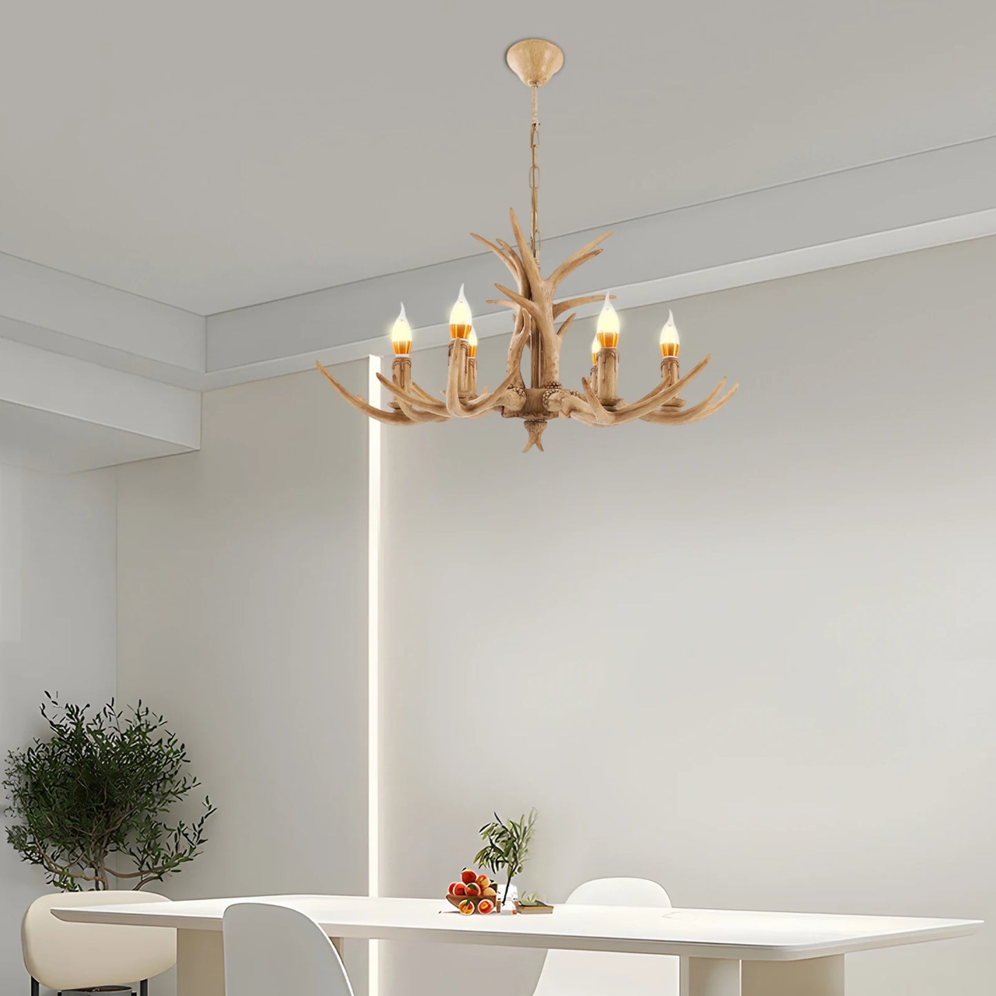 6-Light Antler Chandelier Pendant Lamp For Dining Room Decor