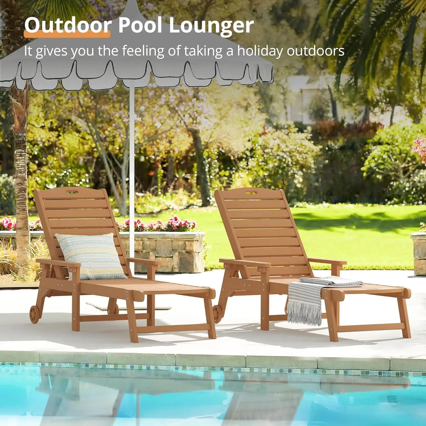 HDPS Outdoor Chaise Lounges Set Of 2 With 5 Position Adjustable