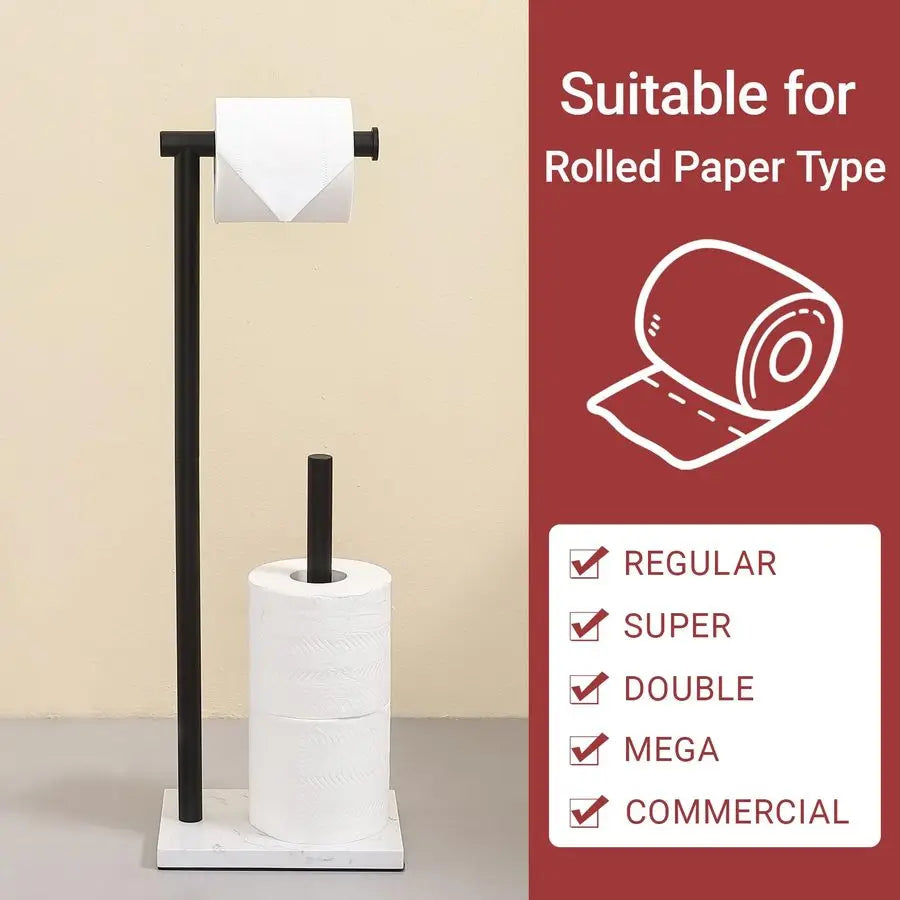 Free Standing Toilet Paper Holder With Marble Base Stainless Steel