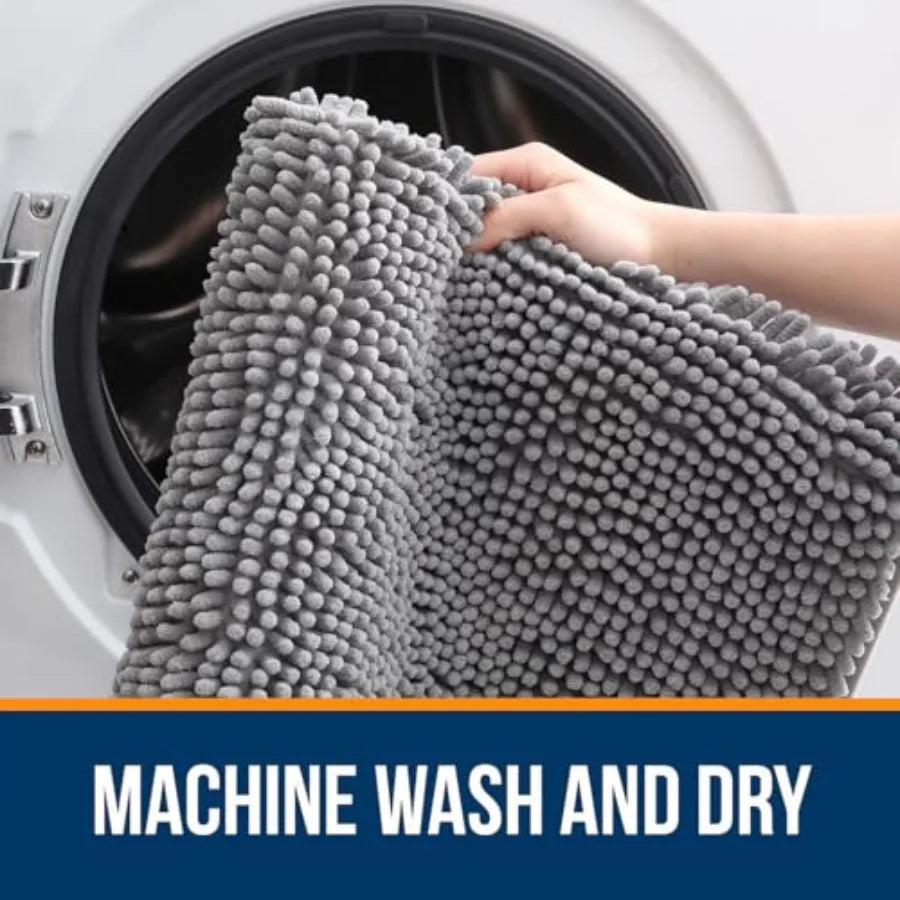 Soft Absorbent Chenille Bath Rug With Rubber Backing