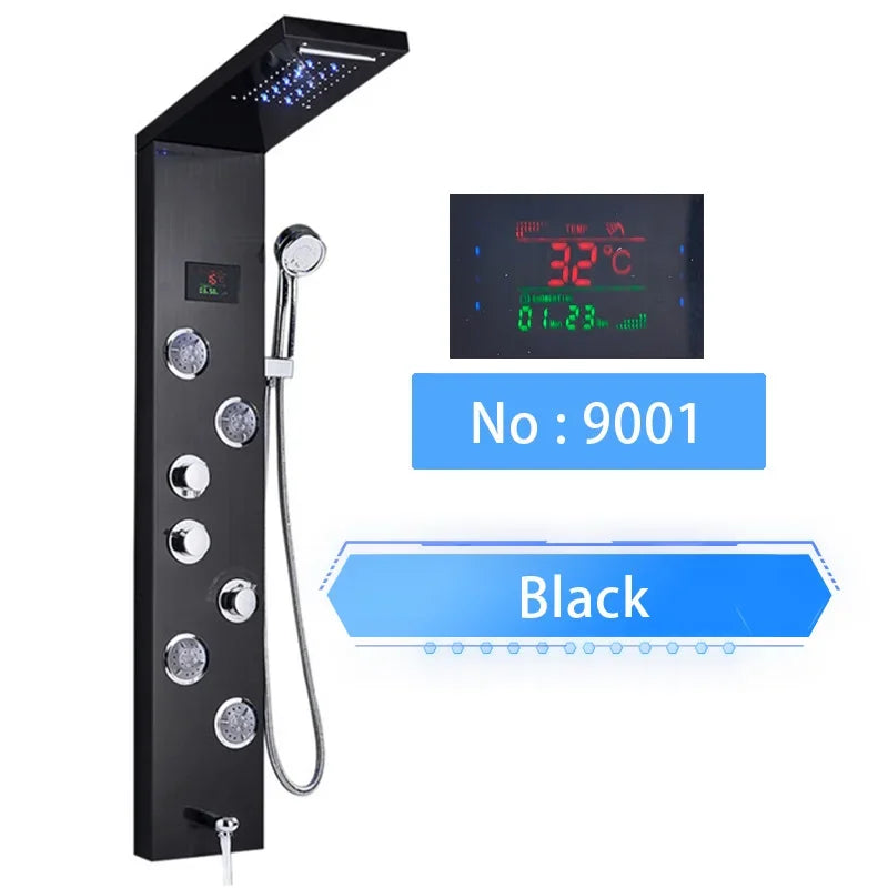 Shinesia LED Shower Panel With Waterfall Rainfall And Massage Jets