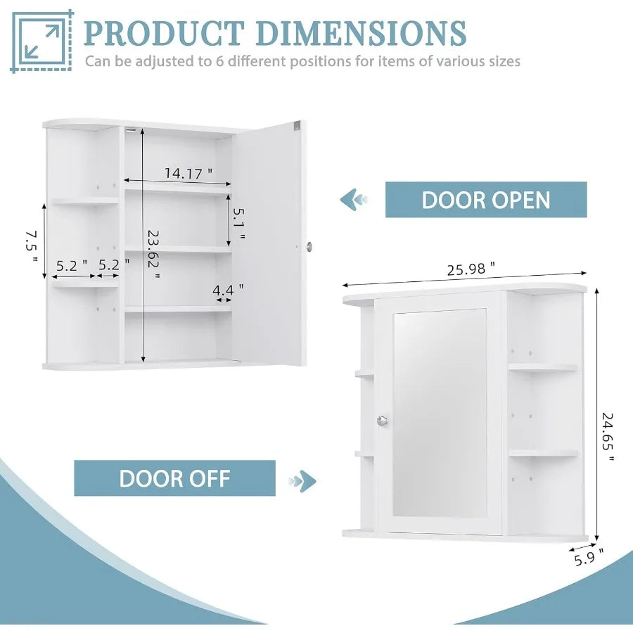 XIUWO Wall Cabinet With Mirror And Medicine Cabinet