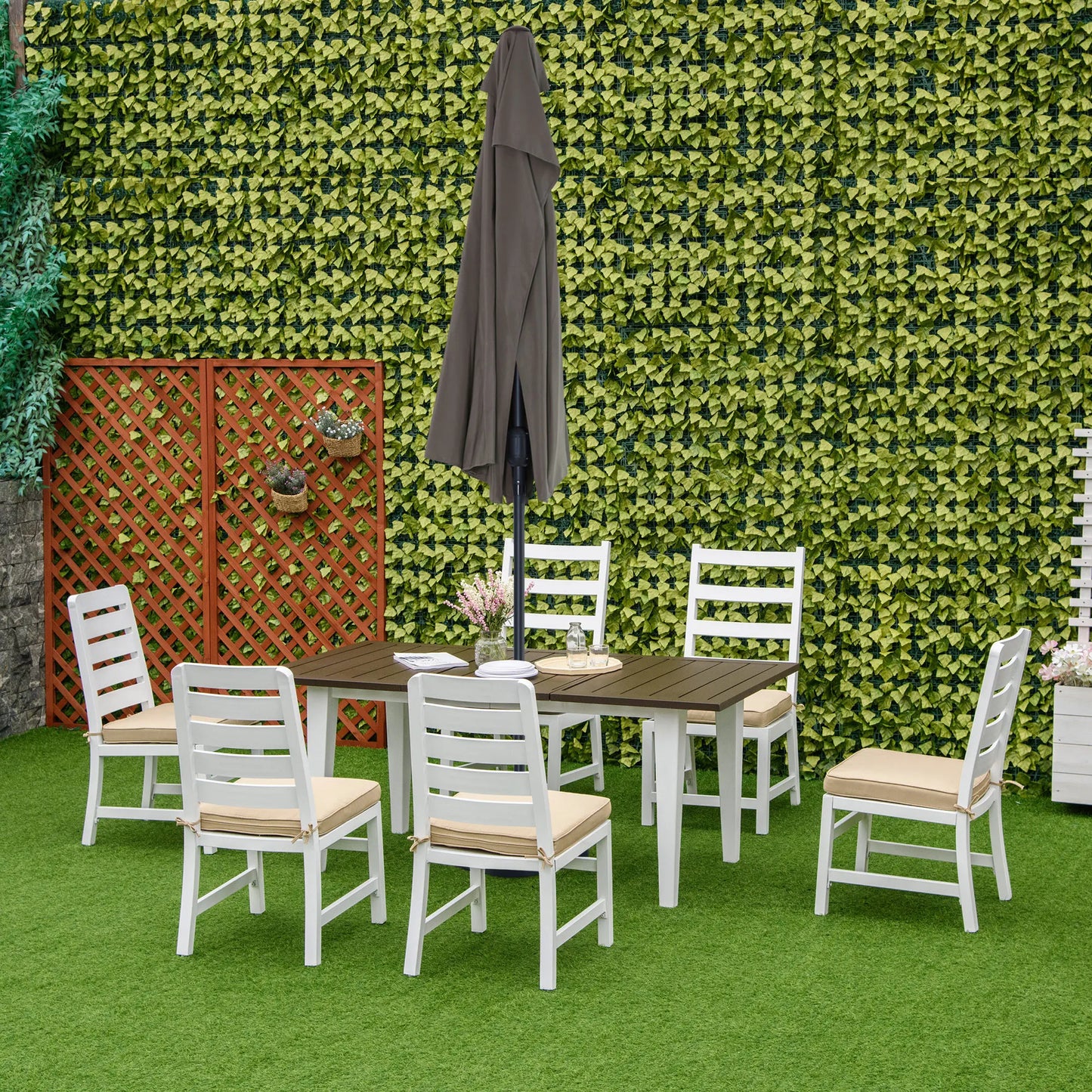 7 Piece Aluminum Outdoor Dining Set With Umbrella Hole