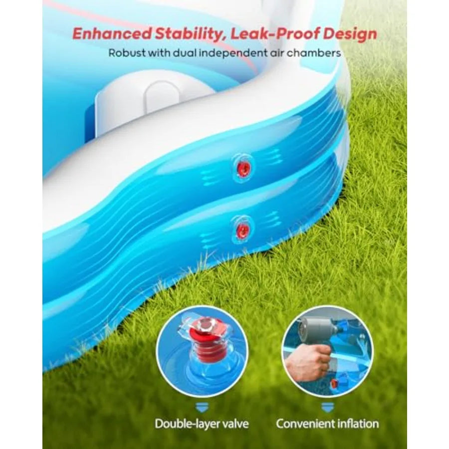 Inflatable Family Pool With Two Seats And Backrests