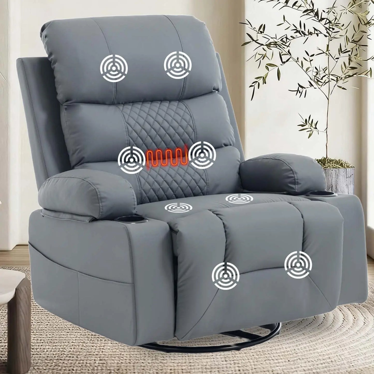 XIAOLANG Rocker Recliner Chair With Heat Massage Cup Holder