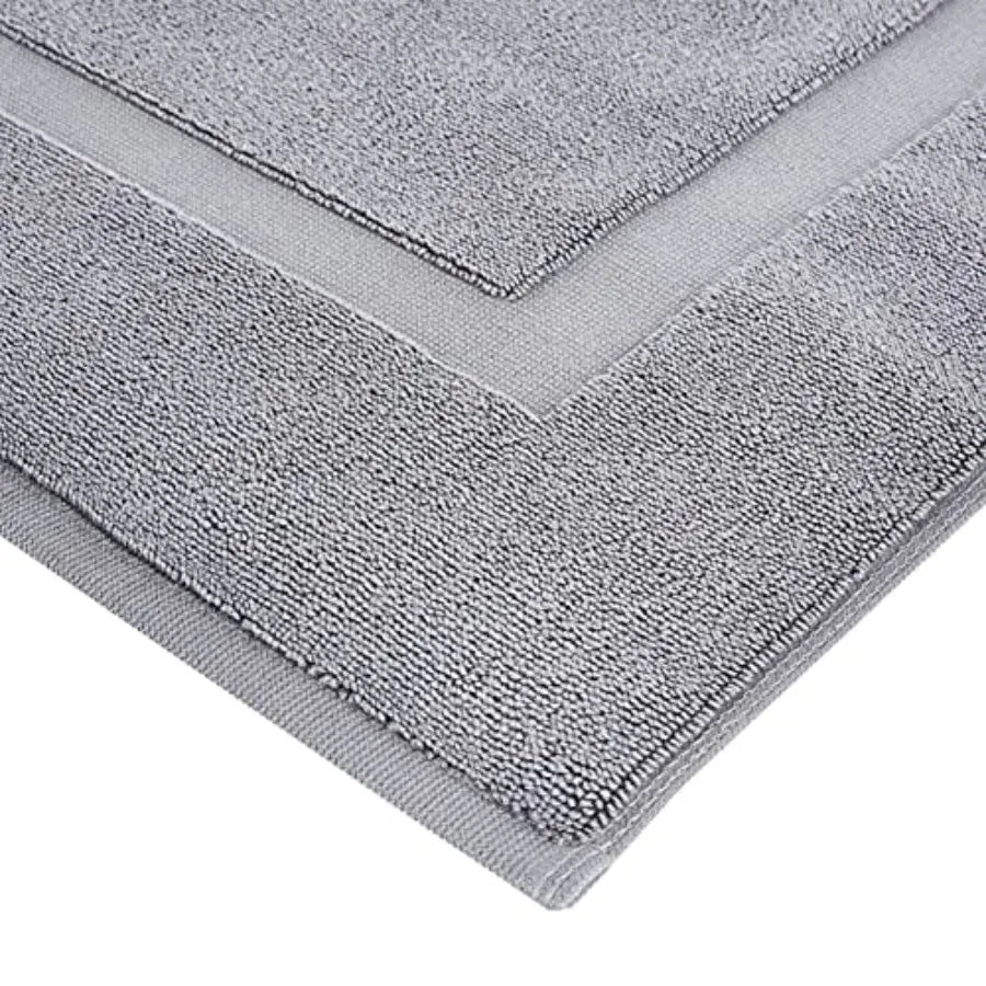 Banded Bathroom Bath Rug Mat, Machine Washable Cotton