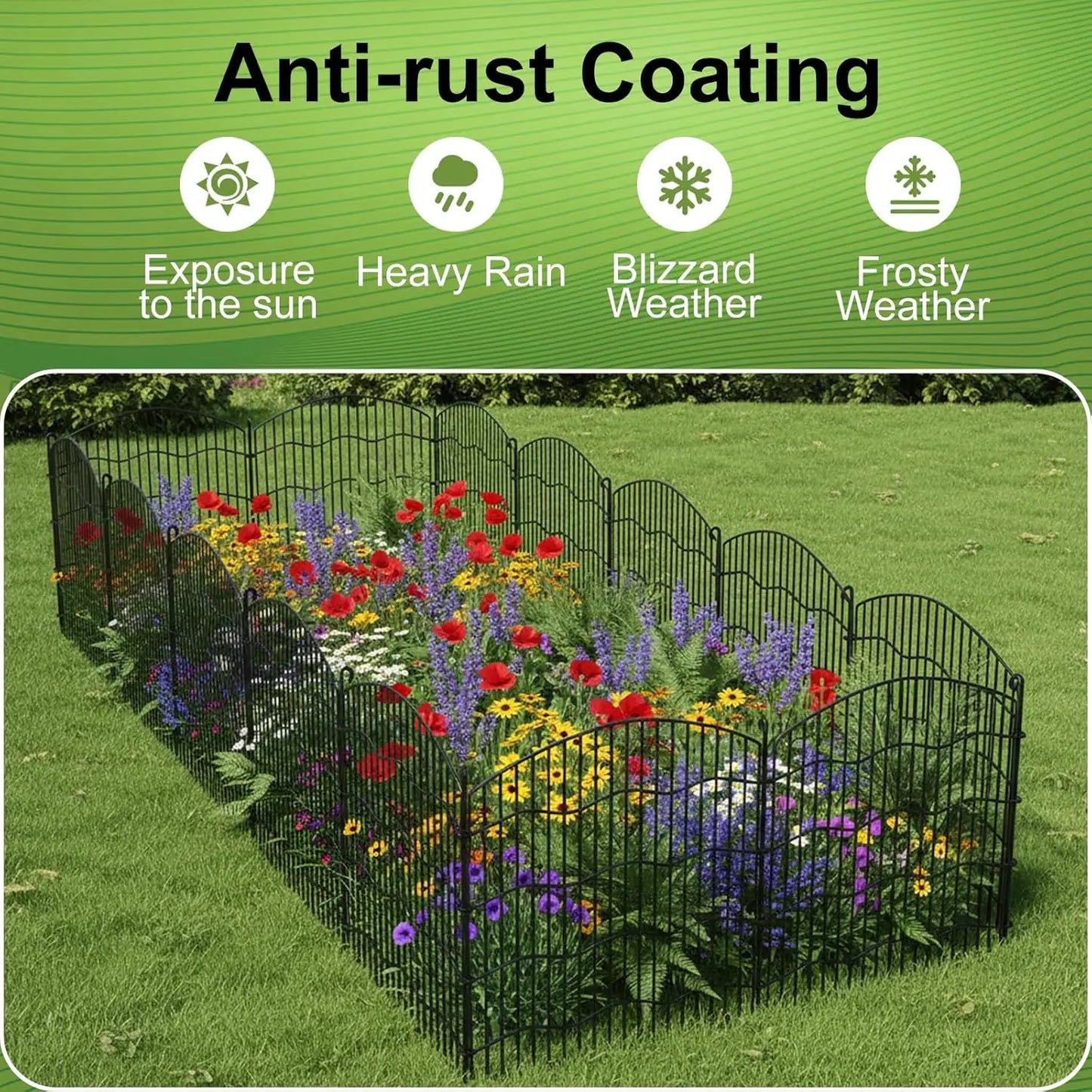No Dig 10 Panel Garden Fence For Dogs Rabbits Outdoors