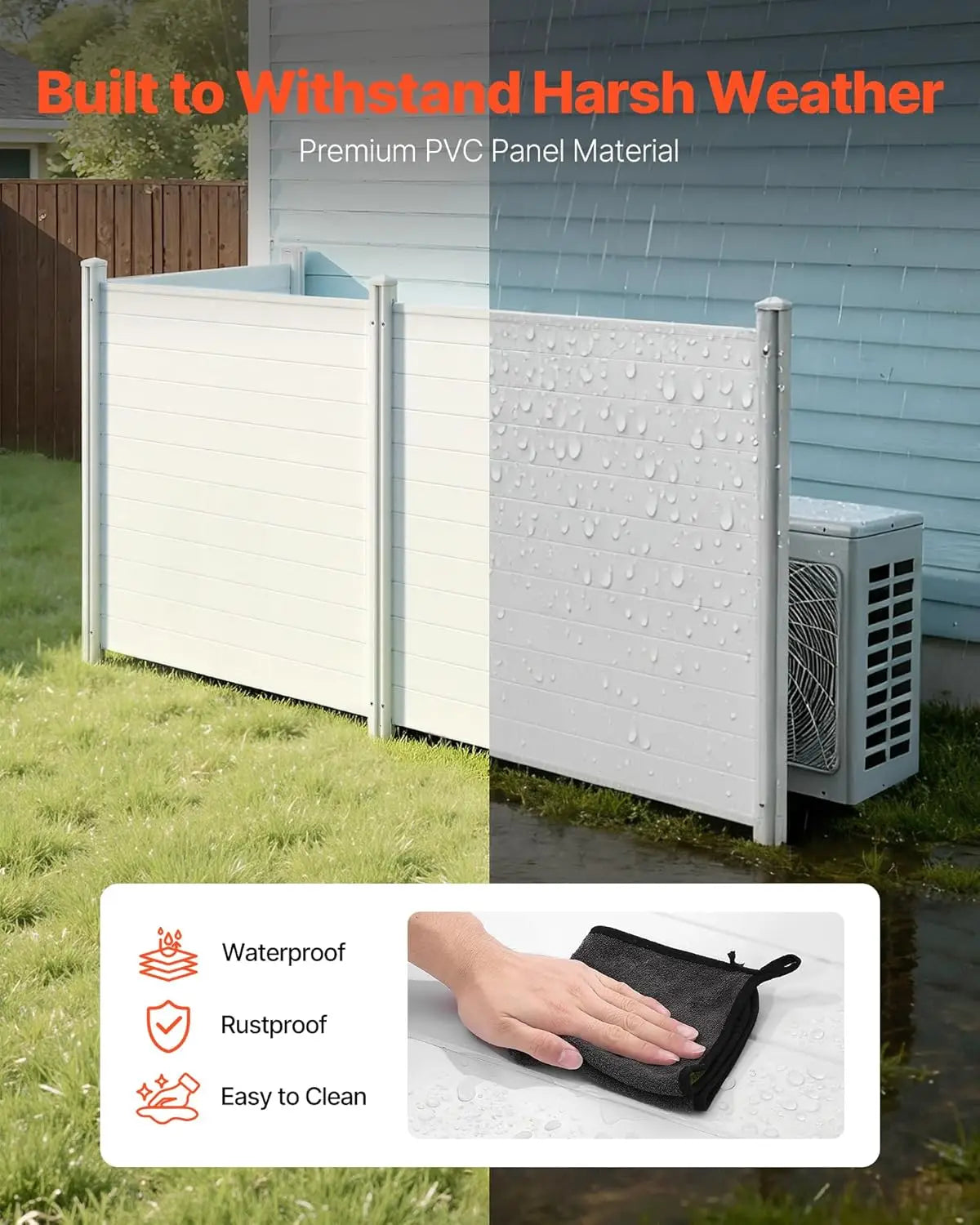 Outdoor Privacy Screen, 50in H x 50in W Air Conditioner Fence, 3-Panel Pool Equipment Enclosure,