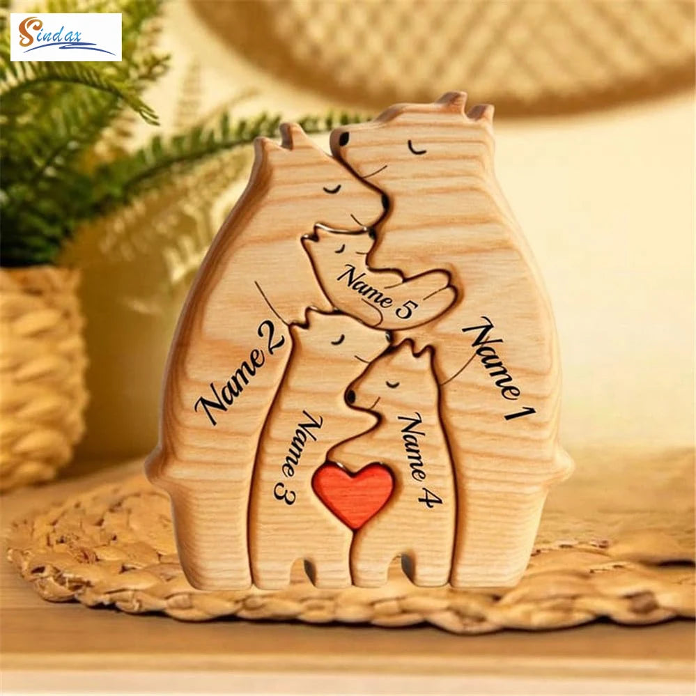 Bear Family Name Puzzle With Free Engraving For Home Desk