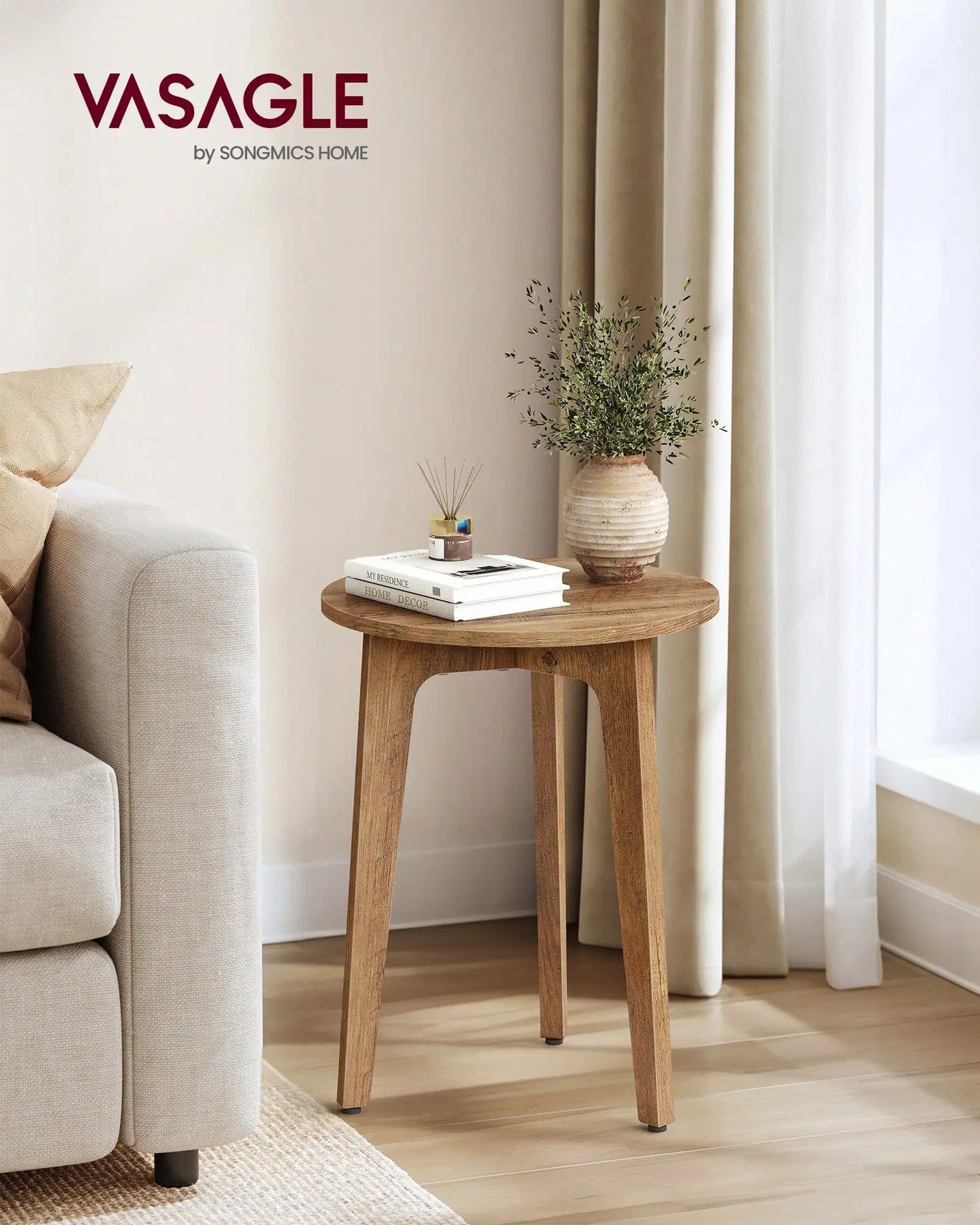 Round End Table With Tapered Legs For Living Room Decor