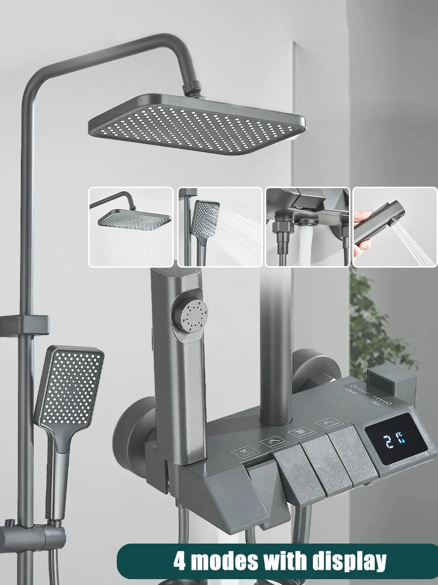 Onyzpily Four Way Piano Key Rainfall Shower Faucet System