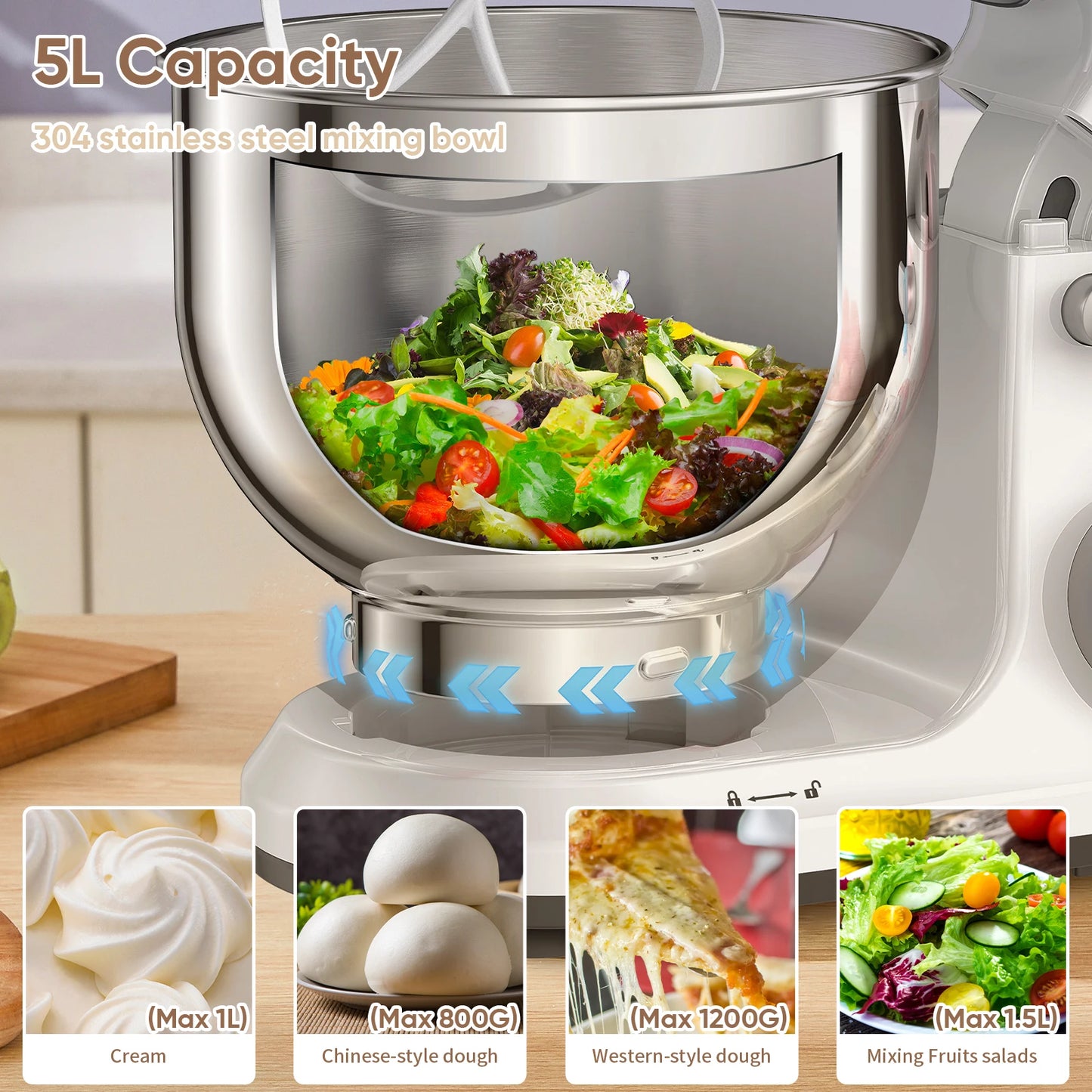 Biolomix 1200W Stand Mixer With 11 Speeds Digital OLED Display