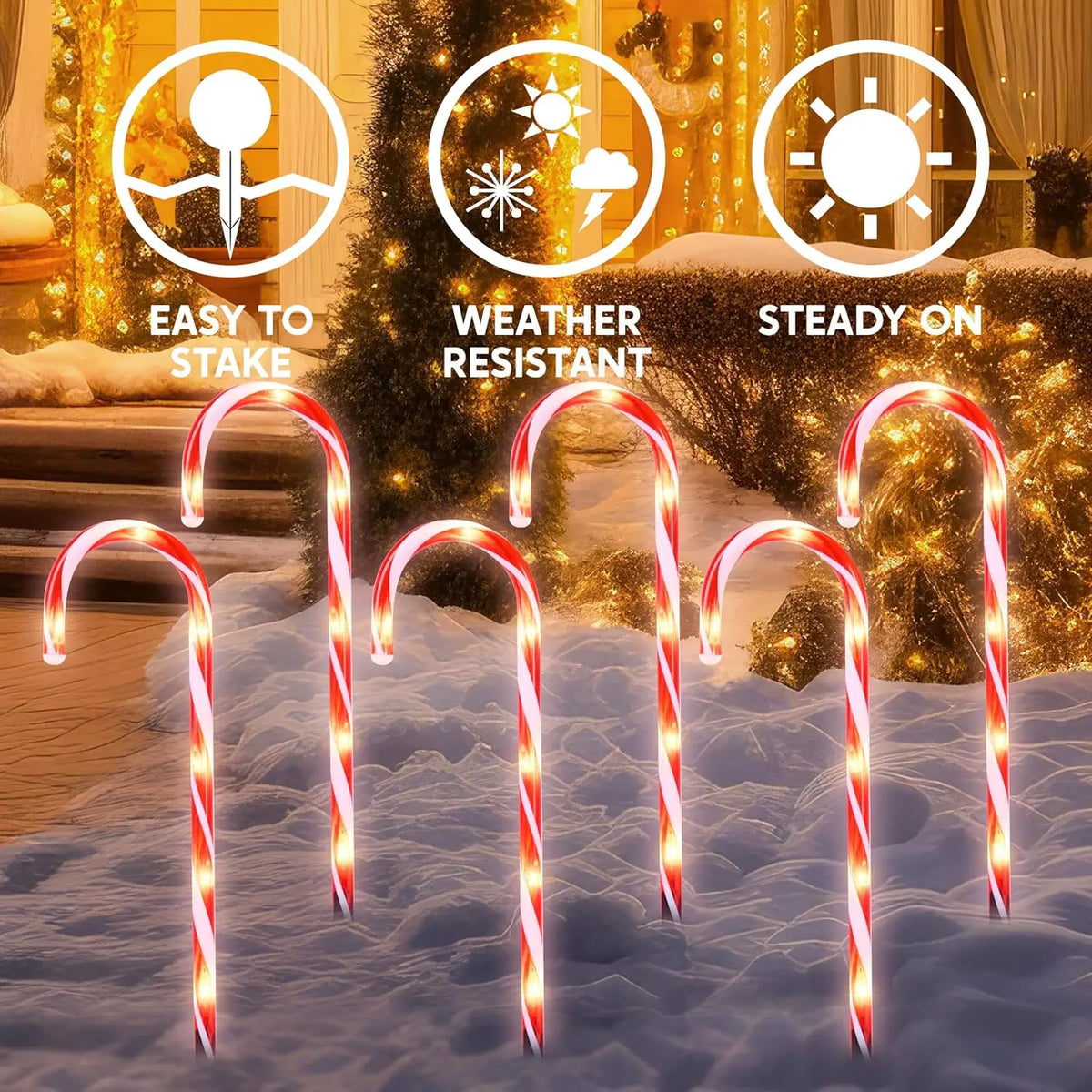 Joyfy Prelit Candy Cane Pathway Marker Lights for Christmas Decorations