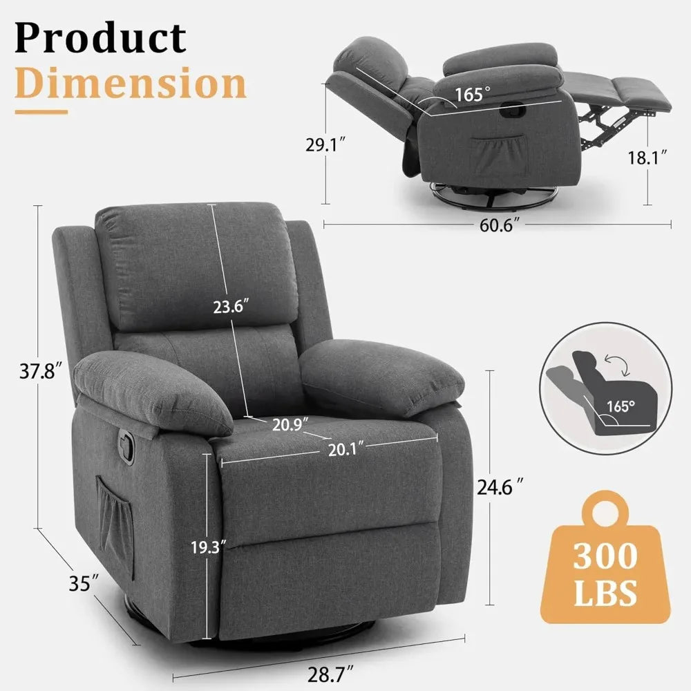Chengwei Recliner Chair 360 Degree Swivel Rocker For Small Spaces