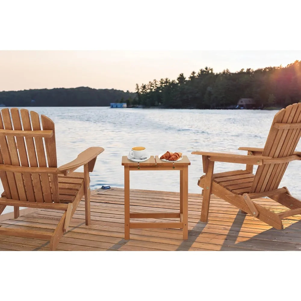 Outdoor Wooden Folding Chairs Set of 2 Cedar Patio
