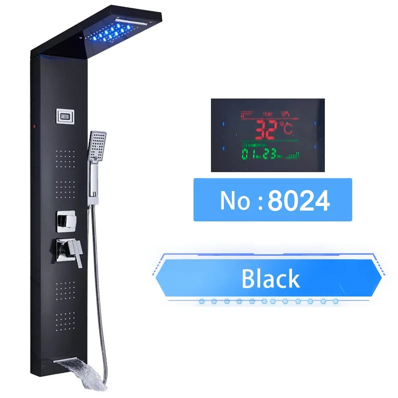 Shinesia LED Shower Panel With Waterfall Rainfall And Massage Jets