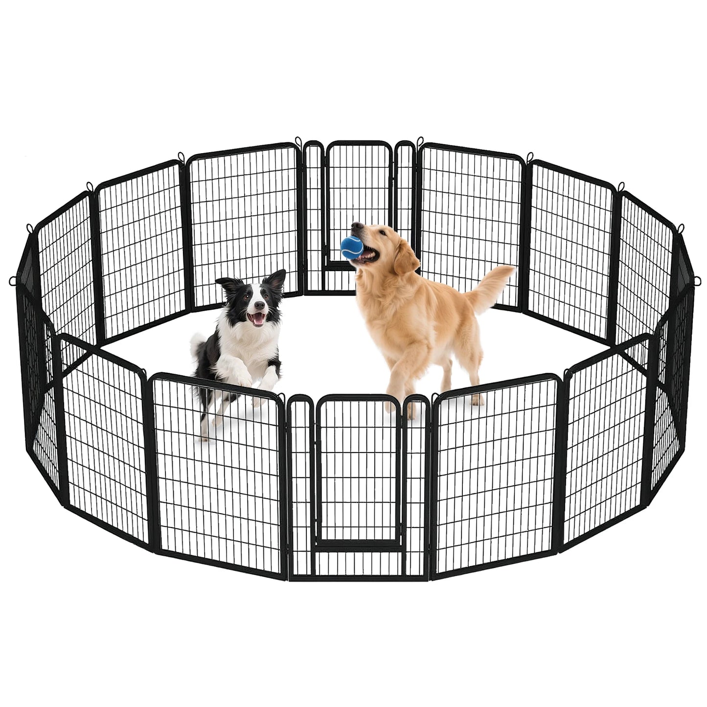 Dog Playpen With Door Foldable Metal Pet Fence