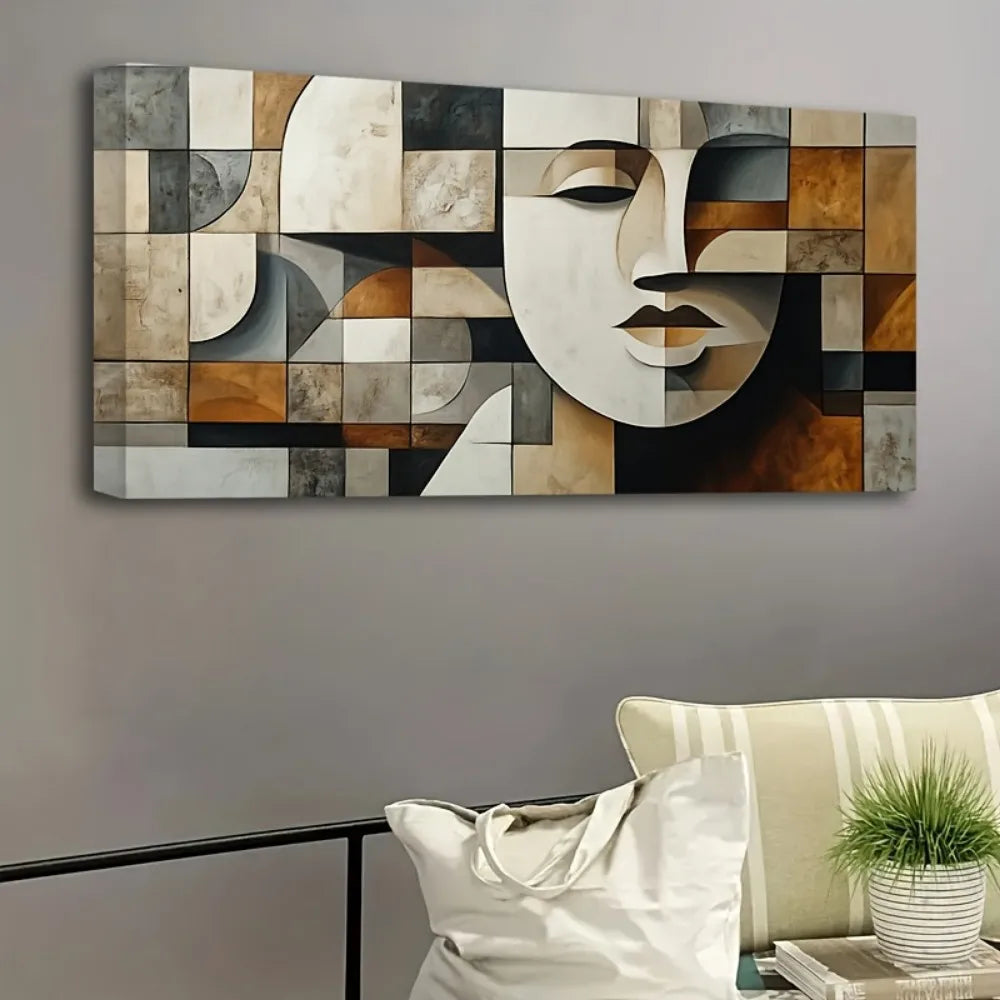 Abstract Geometric Oil Paintings Wall Decor Pine Frame