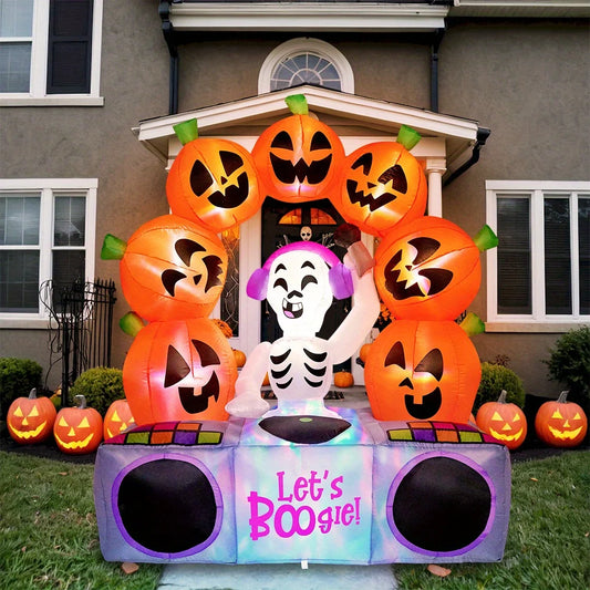 Joyfy Halloween Inflatable Skeleton Pumpkin Decoration With Led Lights