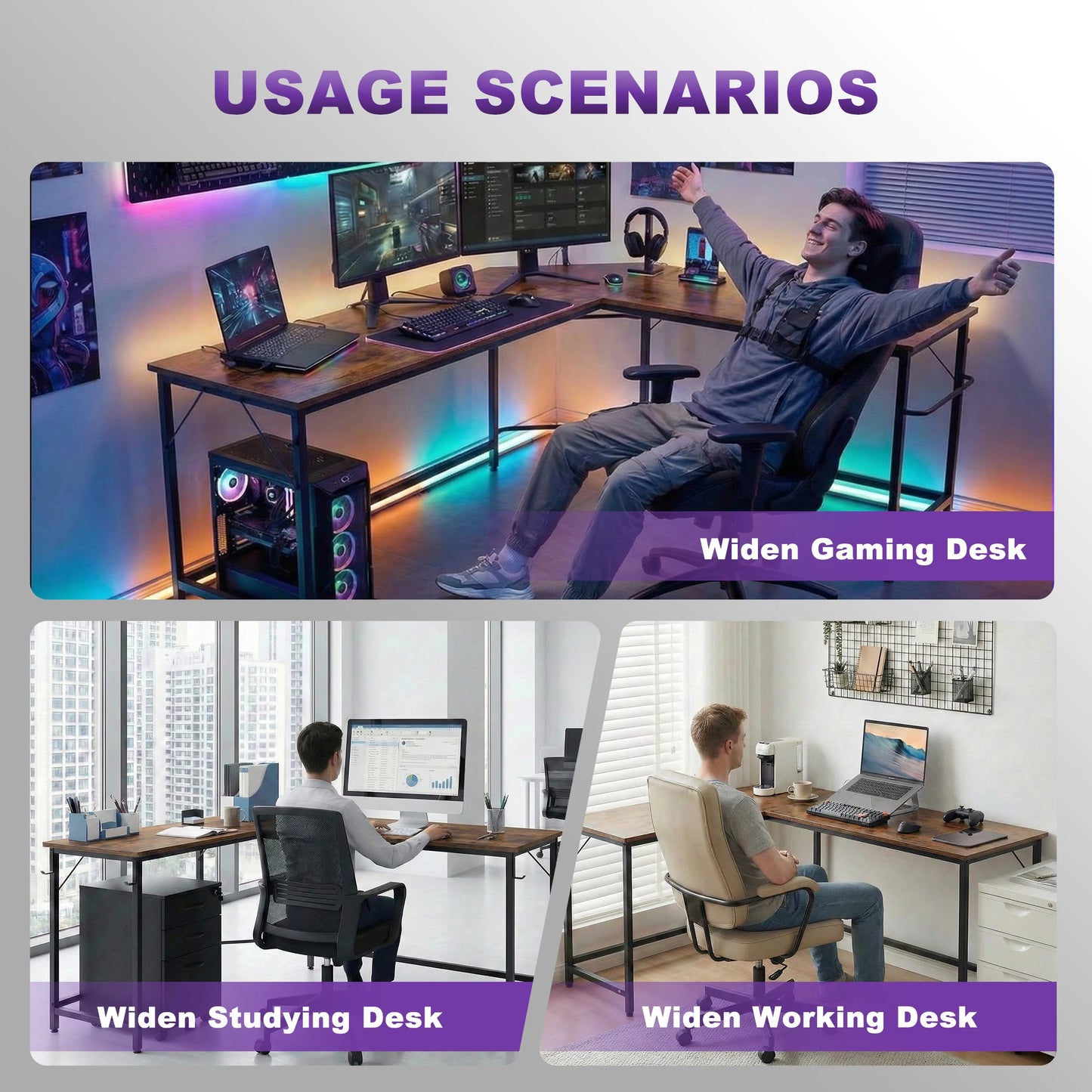 JHK 66 Inch L Shaped Corner Gaming Computer Desk